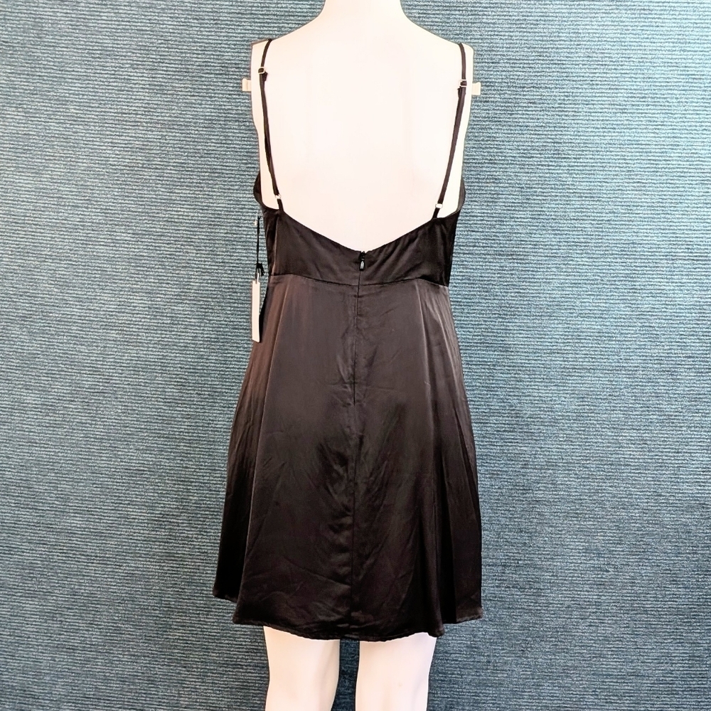 ASTR The Label Peony Black Ruched Satin Mini-Dress NWT - Picture 7 of 16